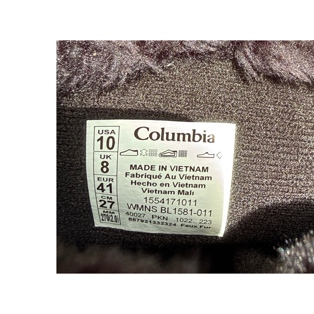 Columbia Ice Maiden II Winter Boots Womens 10 Black Waterproof Omni Grip Quilted - Picture 5 of 15